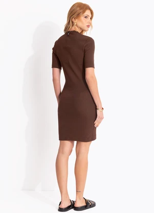 Colcci - Vestido Canelado Marrom - COLCCI