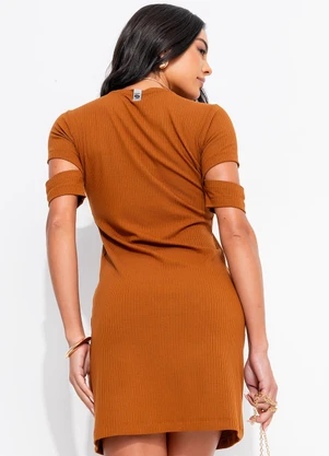 Colcci - Vestido Canelado Marrom - COLCCI