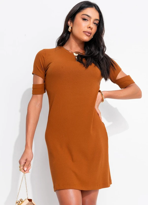 Colcci - Vestido Canelado Marrom