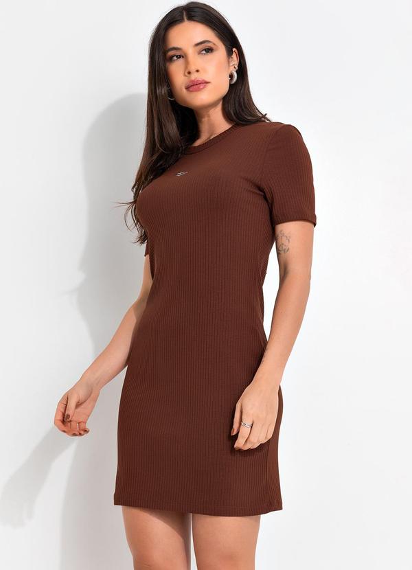 Colcci - Vestido Canelado Marrom