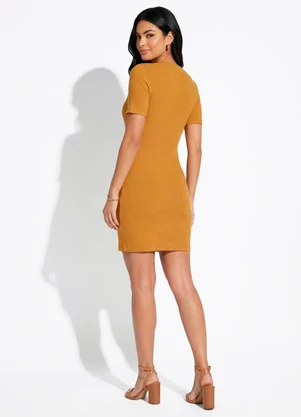 Colcci - Vestido Canelado Marrom - COLCCI