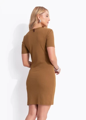 Colcci - Vestido Canelado Marrom - COLCCI