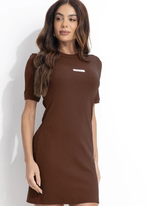 Colcci - Vestido Canelado Marrom - COLCCI