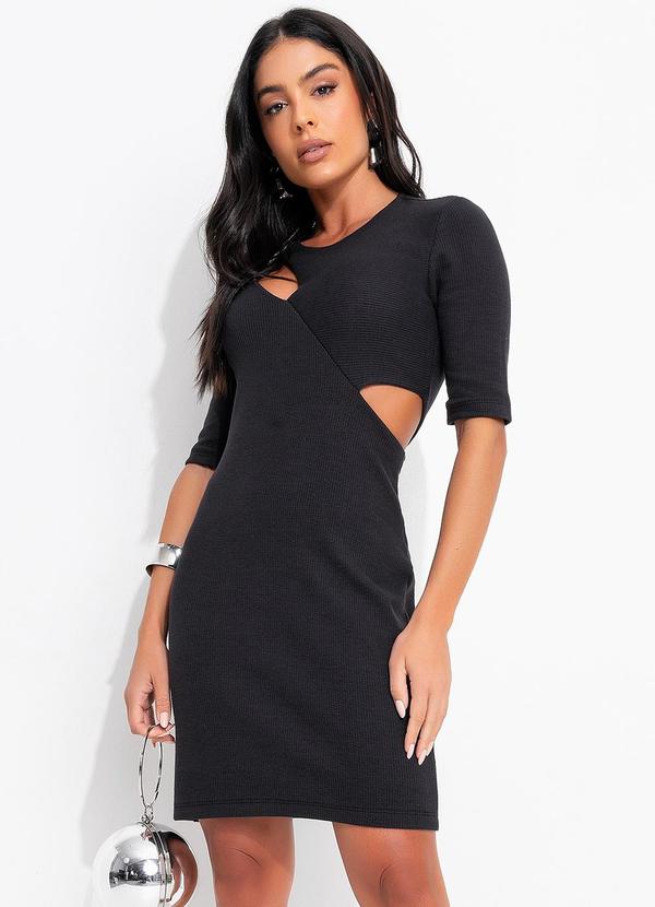 Colcci - Vestido Canelado Preto