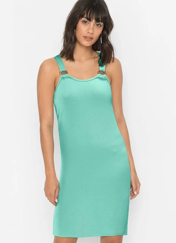 bonprix - Vestido Canelado Verde