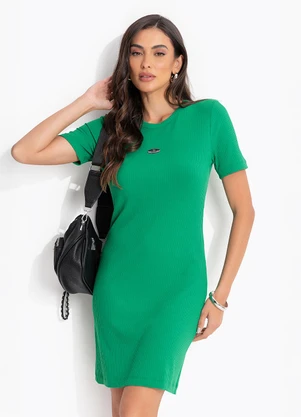 Colcci - Vestido Canelado Verde - COLCCI