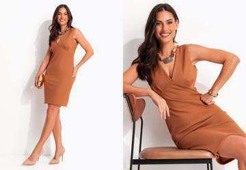 Vestido Caramelo em Malha Tweed