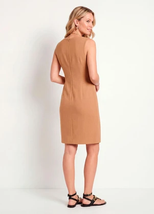 Quintess - Vestido Caramelo em Malha Tweed - QUINTESS