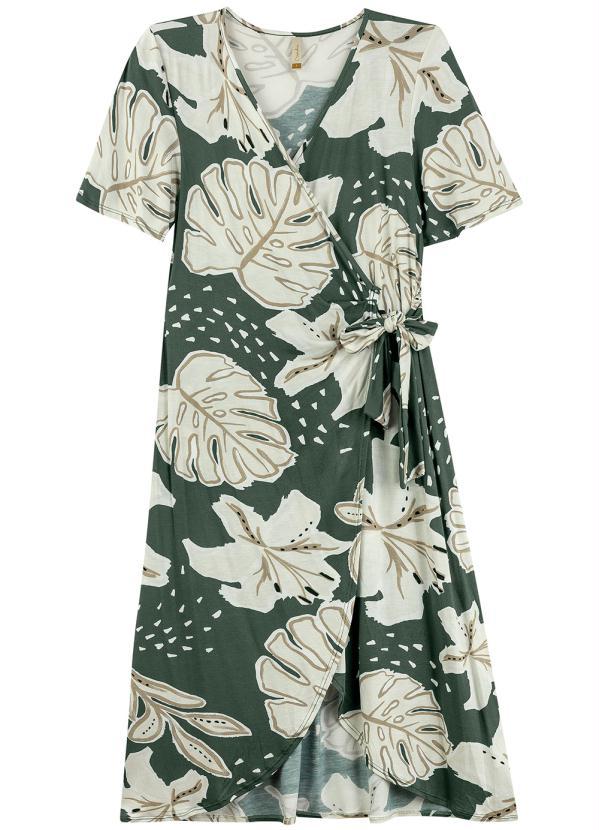 Marialícia - Vestido Casual Elegante Transpassado Verde