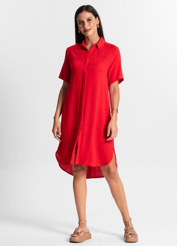 Select - Vestido Chemise Assimétrico Vermelho