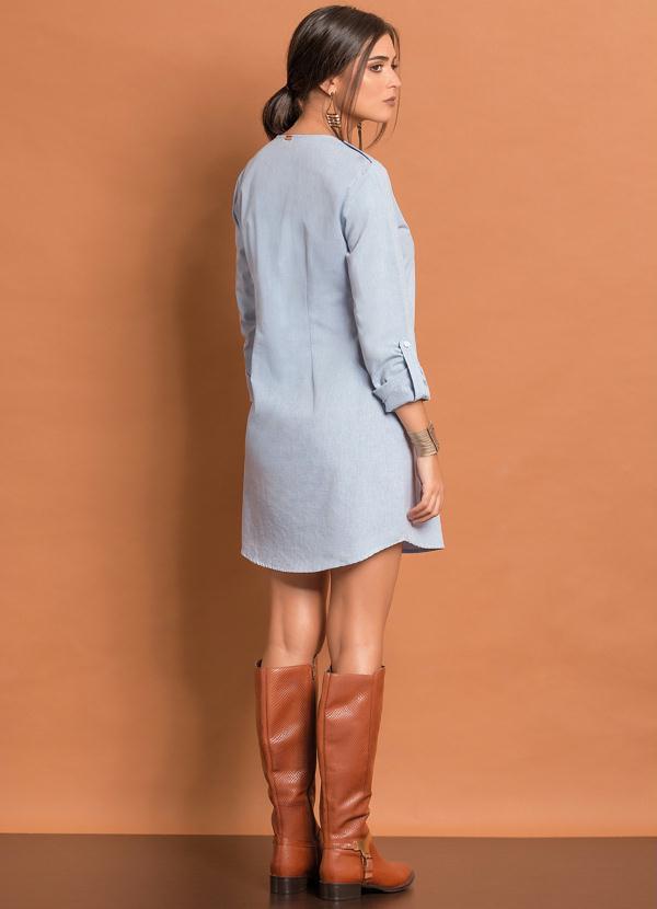 Quintess - Vestido Chemise Básico Azul Claro 10