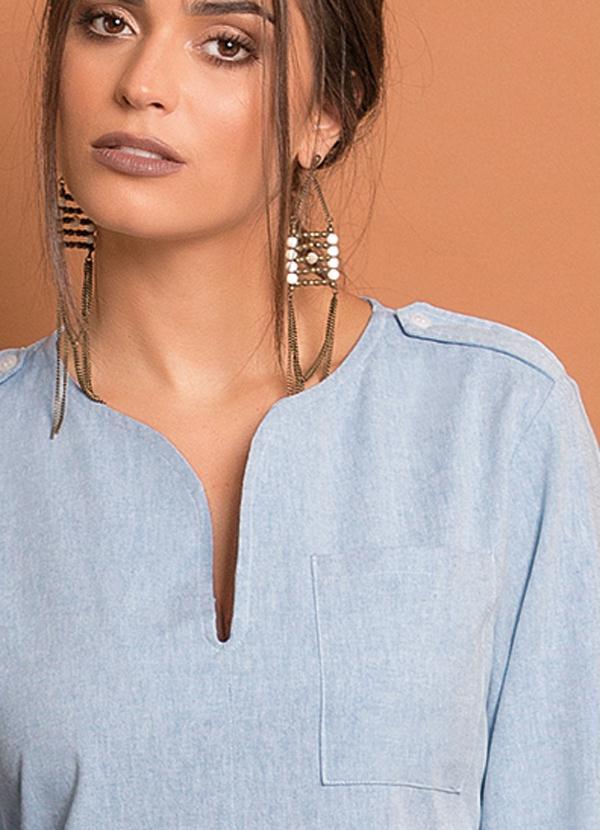 Quintess - Vestido Chemise Básico Azul Claro 5