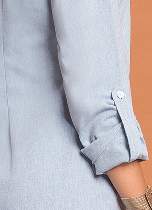 Quintess - Vestido Chemise Básico Azul Claro 6