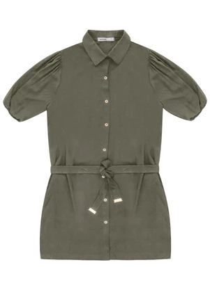 Endless - Vestido Chemise de Viscose Verde - ENDLESS