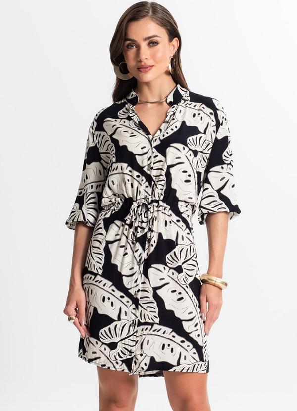 Endless - Vestido Chemise Estampado Preto