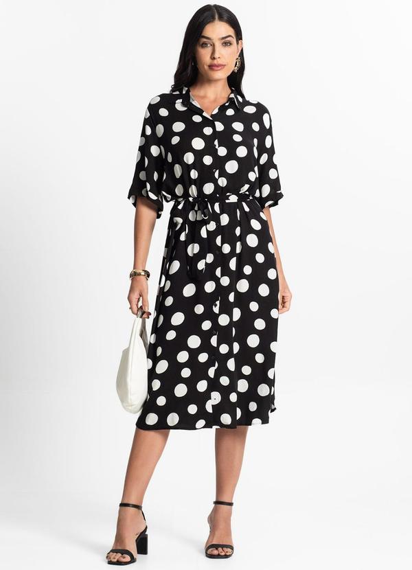 Select - Vestido Chemise Feminino Viscose Preto