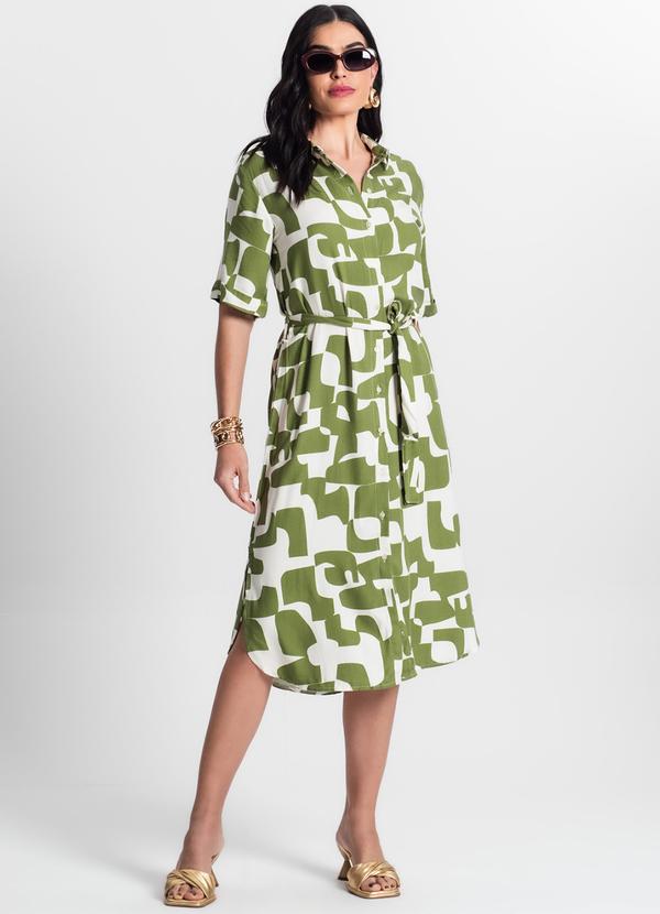 Select - Vestido Chemise Feminino Viscose Verde