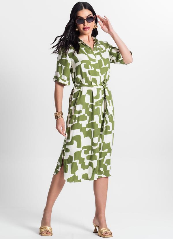 Select - Vestido Chemise Feminino Viscose Verde 3