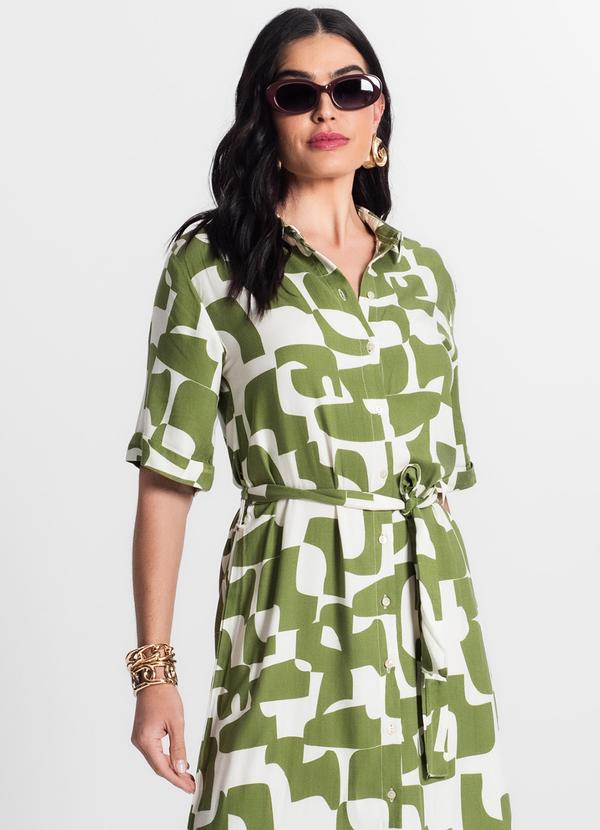 Select - Vestido Chemise Feminino Viscose Verde 4