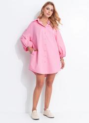 Vestido Chemise Rosa em Tricoline