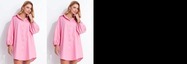 Vestido Chemise Rosa em Tricoline
