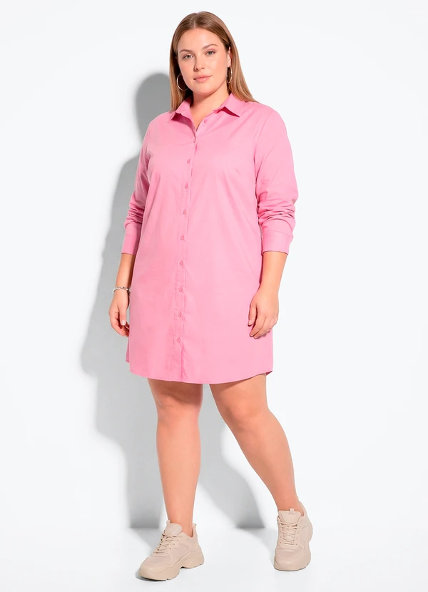 Quintess - Vestido Chemise Rosa em Tricoline 9
