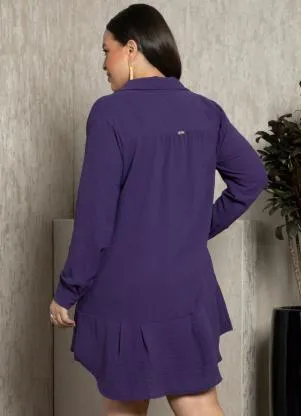 Quintess - Vestido Chemise Roxo em Crepe Plano - QUINTESS