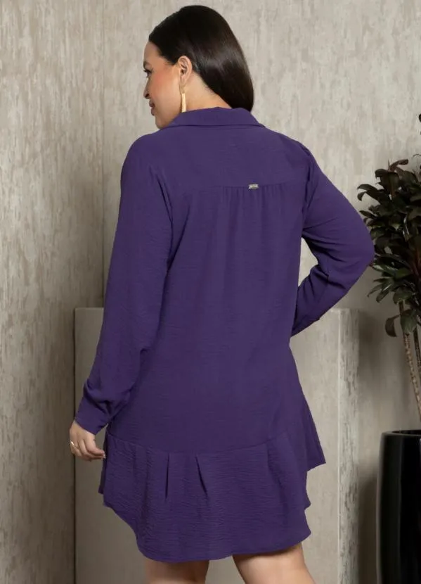 Quintess - Vestido Chemise Roxo em Crepe Plano 5