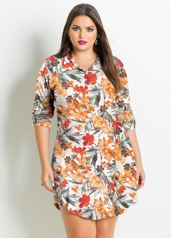 Quintess - Vestido Chemisier Curto Floral Amarelo
