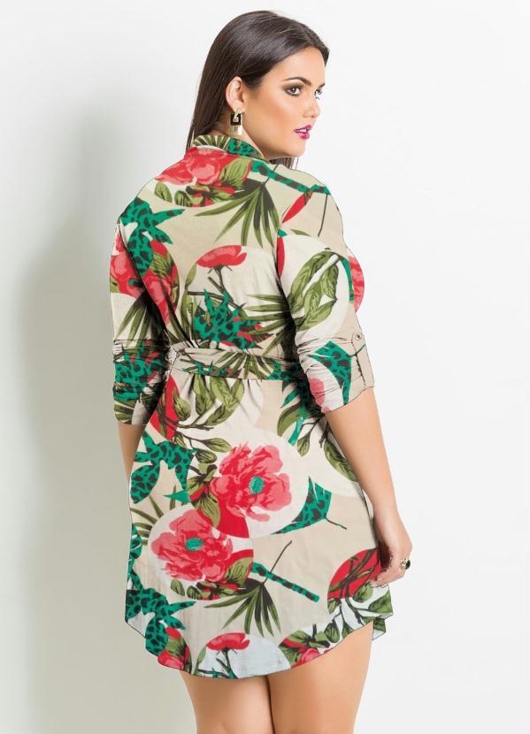 Quintess - Vestido Chemisier Curto Folhagens 2