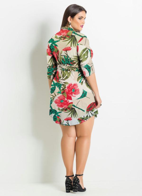 Quintess - Vestido Chemisier Curto Folhagens 3