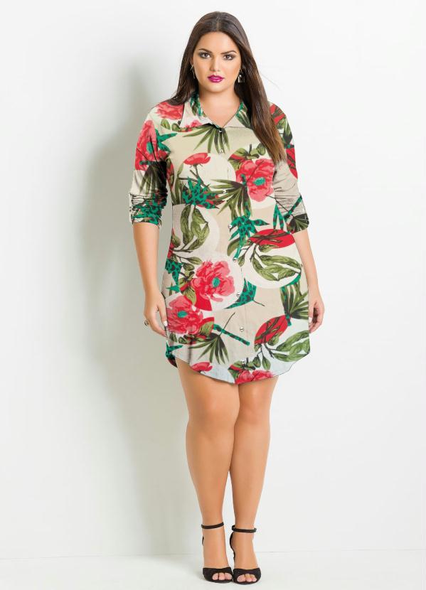 Quintess - Vestido Chemisier Curto Folhagens 4