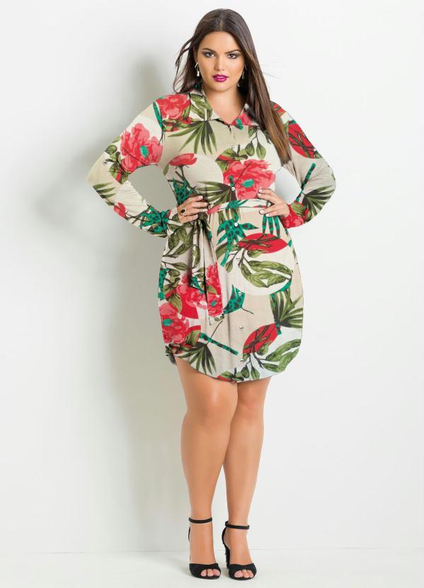 Quintess - Vestido Chemisier Curto Folhagens 5