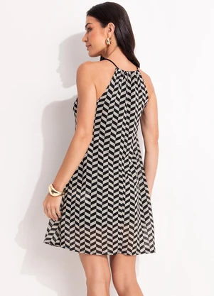 Quintess - Vestido Chevron em Malha Plissada - QUINTESS