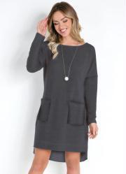 Vestido Chumbo com Bolsos Frontais