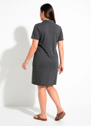Quintess - Vestido Chumbo em Malha Piquet - QUINTESS