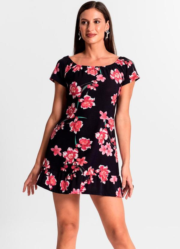 Rovitex - Vestido Ciganinha Estampado Curto Use Up Preto 3