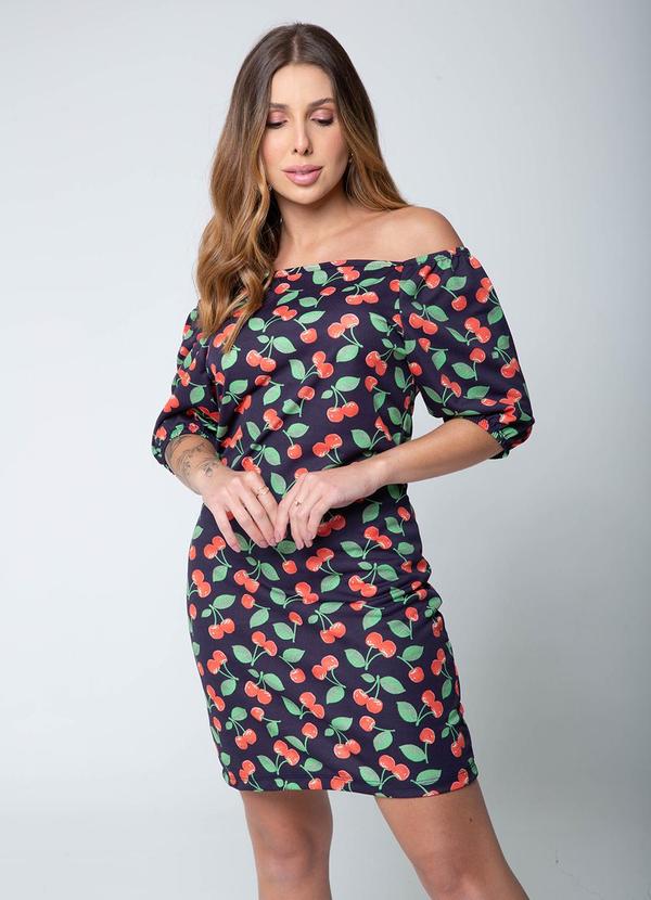 Misiss - Vestido Ciganinha Mangas Puff Brenda Cereja Azul