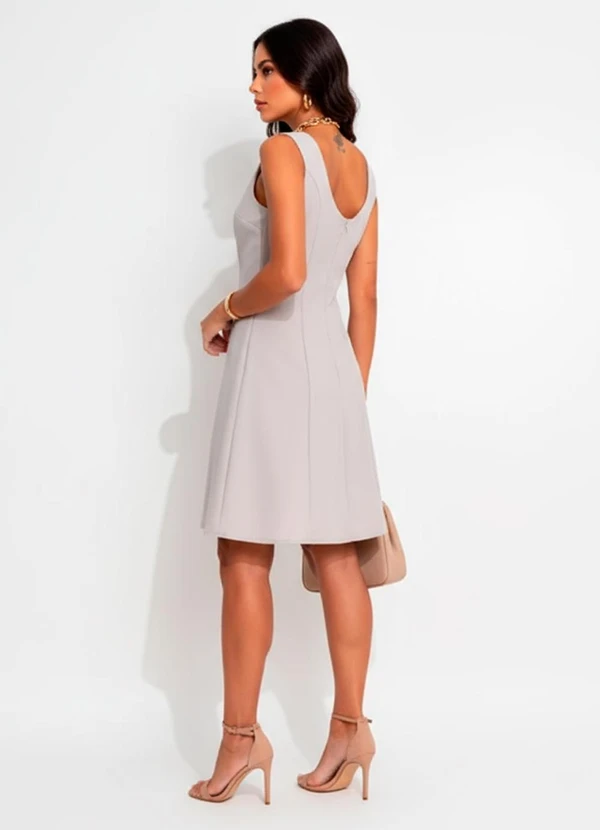 Quintess - Vestido Cinza Claro em Alfaiataria 3