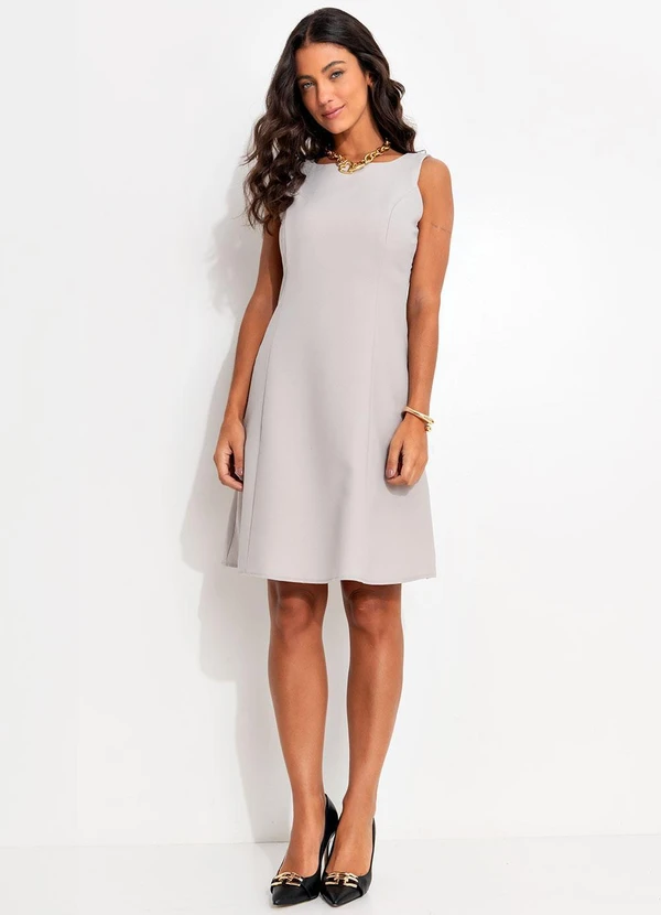 Quintess - Vestido Cinza Claro em Alfaiataria 5