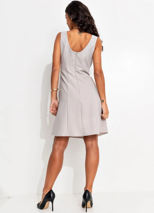 Quintess - Vestido Cinza Claro em Alfaiataria