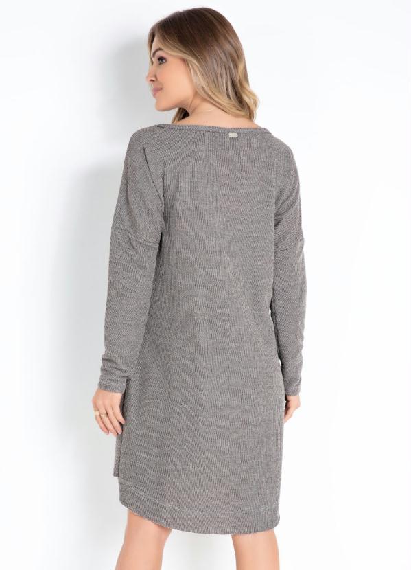 Quintess - Vestido Cinza com Bolsos Frontais 2