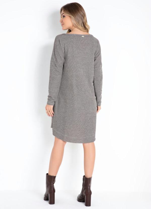 Quintess - Vestido Cinza com Bolsos Frontais 4