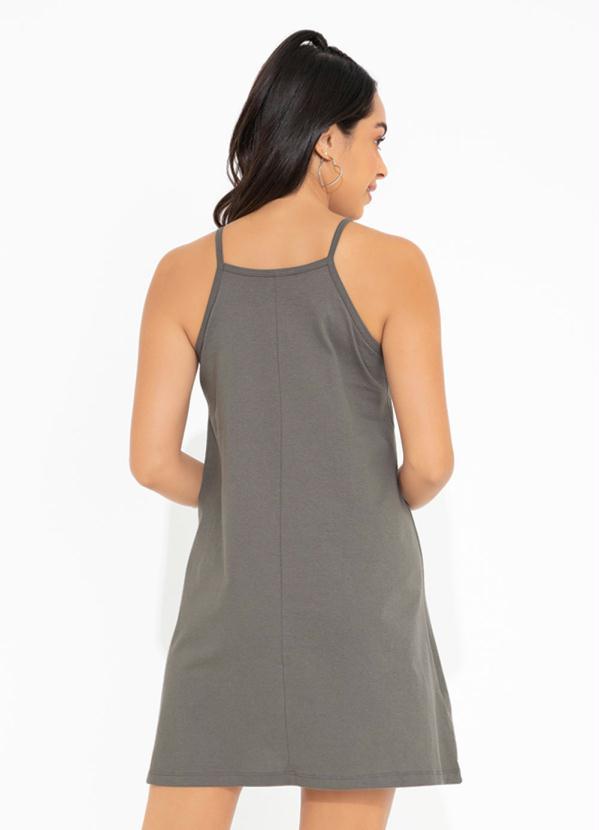 Outlet - Vestido Cinza de Alças com Estampa 2