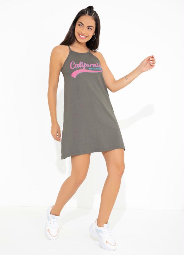 Outlet - Vestido Cinza de Alças com Estampa 3