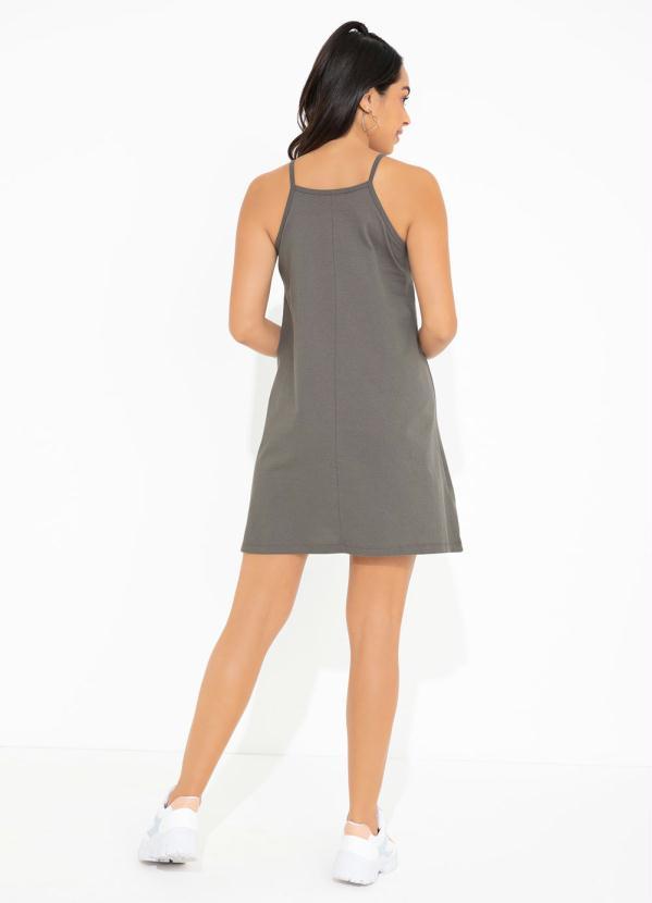 Outlet - Vestido Cinza de Alças com Estampa 4