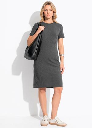 Vestido (Cinza) em Moletinho de Viscose