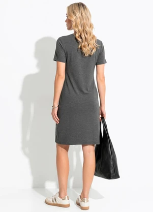 Quintess - Vestido Cinza em Moletinho de Viscose - QUINTESS