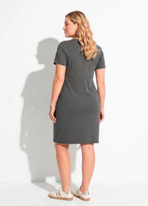 Quintess - Vestido Cinza em Moletinho de Viscose - QUINTESS
