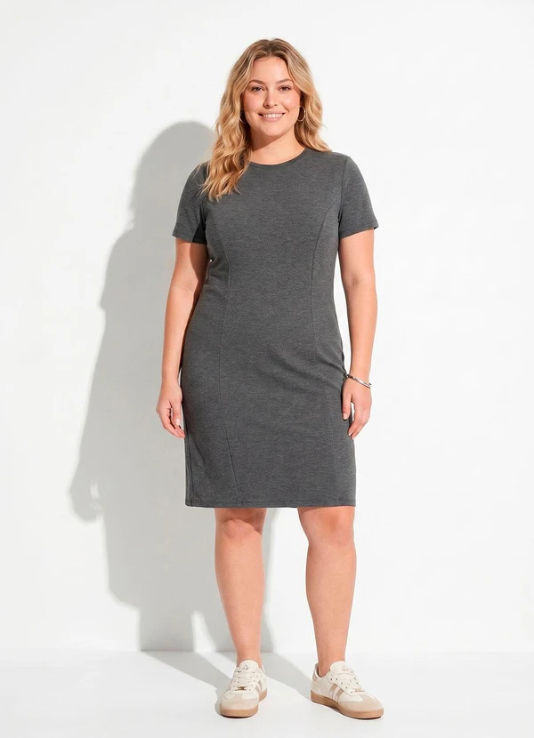 Quintess - Vestido Cinza em Moletinho de Viscose
